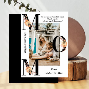 Bold MOM Floral Typography Happy Mother's Day Card