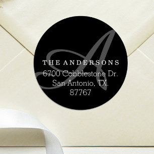 Bold Monogram Black Address Label