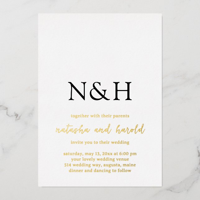Bold Monogram Black and White Modern Wedding (Front)