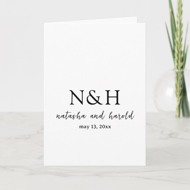 Bold Monogram Black and White Modern Wedding Programme (Front)