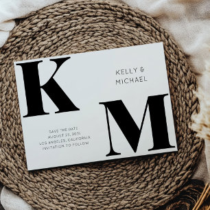 Bold Monogram Black Initials Modern Wedding Save The Date