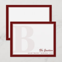 Bold Monogram Dark Red Family Stationery