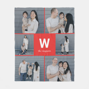 Bold Monogram Editable Colour Custom Photo Blanket