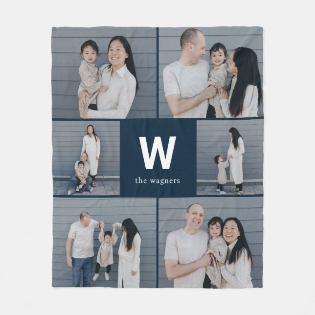 Bold Monogram Editable Colour Custom Photo Blanket (Front)