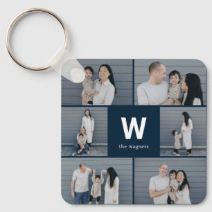 Bold Monogram Editable Colour Custom Photo Keychai Key Ring