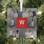 Bold Monogram Editable Colour Custom Photo Ornamen Glass Tree Decoration<br><div class="desc">Photo gifts make the best gifts! Easily personalised with your text and/or photo(s) for a custom look. Designed by Berry Berry Sweet,  Modern Stationery and Personalised Gifts. Visit our website at www.berryberrysweet.com to see our full product lines.</div>