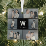 Bold Monogram Editable Colour Custom Photo Ornamen Glass Tree Decoration<br><div class="desc">Photo gifts make the best gifts! Easily personalised with your text and/or photo(s) for a custom look. Designed by Berry Berry Sweet,  Modern Stationery and Personalised Gifts. Visit our website at www.berryberrysweet.com to see our full product lines.</div>