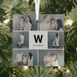 Bold Monogram Editable Colour Custom Photo Ornamen Glass Tree Decoration<br><div class="desc">Photo gifts make the best gifts! Easily personalised with your text and/or photo(s) for a custom look. Designed by Berry Berry Sweet,  Modern Stationery and Personalised Gifts. Visit our website at www.berryberrysweet.com to see our full product lines.</div>