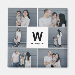 Bold Monogram Editable Colour Modern Photo Magnet