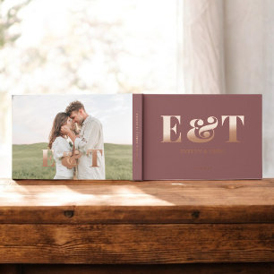 Bold Monogram Elegant Photo Wedding Guest Book