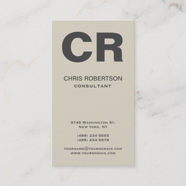 Bold Monogram Modern Minimalist Business Card (Front)