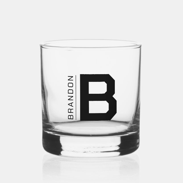 Bold Monogram Name Custom Colour Whiskey Glass (Front)