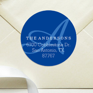 Bold Monogram Navy Address Label