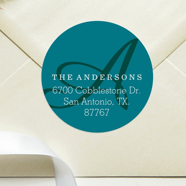 Bold Monogram Pine Green Address Label (Creator Uploaded)