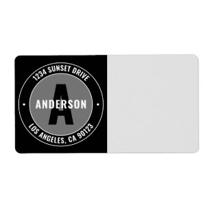Bold Monogram & Return Address Black White Grey