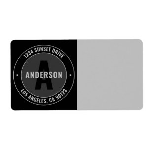 Bold Monogram & Return Address Etc. Black & Grey