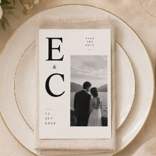 Bold Monogram Save The Date Wedding Card.