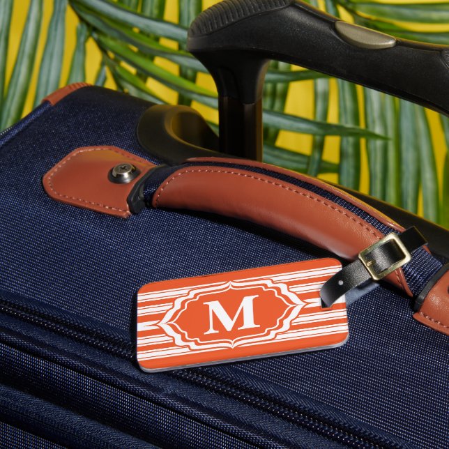 Bold Monogram with Orange Stripes  Luggage Tag (Front Insitu 3)