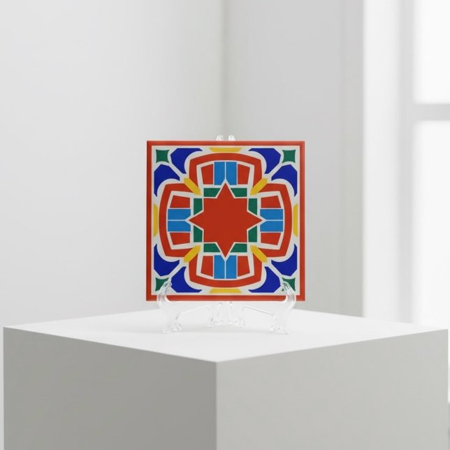 Bold Moroccan Star Ceramic Tile Red Orange (Creator Uploaded)