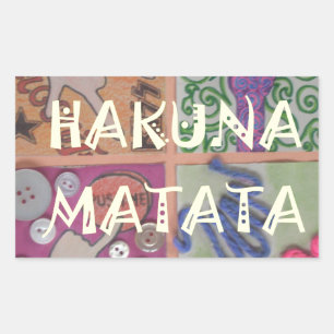 Bold Mosaic Mash-Up: Edgy Pop Art Hakuna Matata  Rectangular Sticker