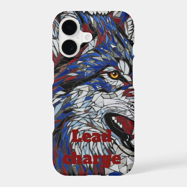 Bold Mosaic Wolf Lead The Charge iPhone Case (Back)