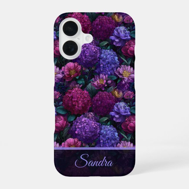Bold Mother Gift Hydrangeas Name iPhone 16 Case (Back)