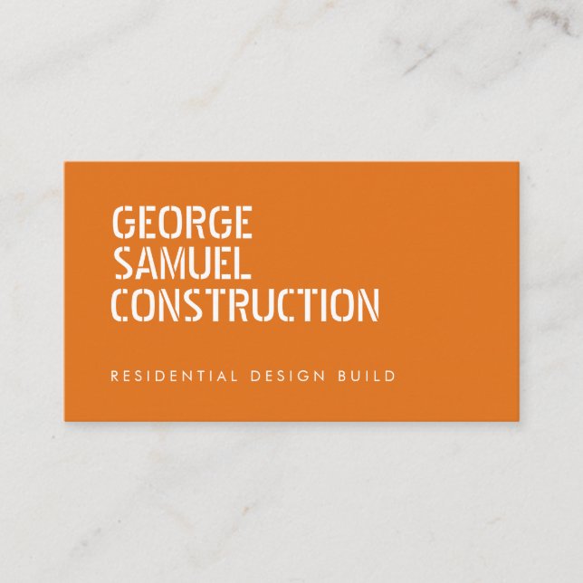 Bold Moulded Construction Business QR Code Orange Card (Front)