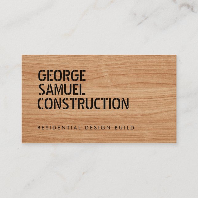 Bold Moulded Construction Business QR Code Wooden Card (Front)