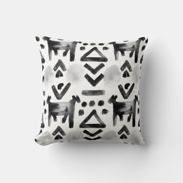 Bold Mud Cloth – Black & White Pattern Cushion (Front)