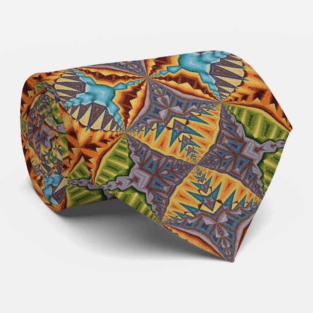 Bold Multi-colour Abstract Pattern Statement Tie (Rolled)