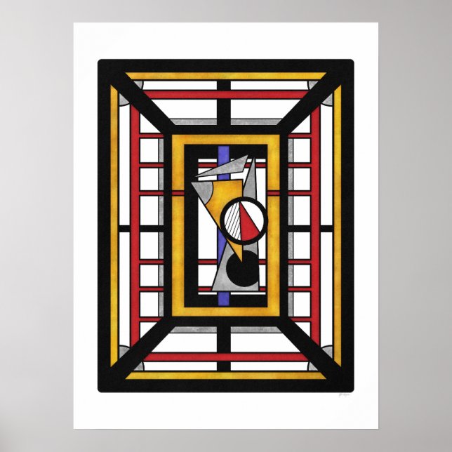 Bold Multicolor Deco Geometric Abstraction Poster (Front)