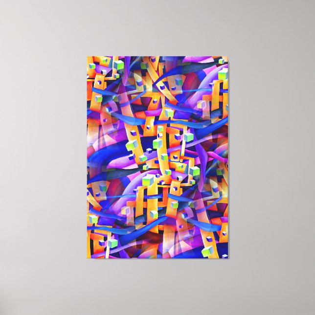 Bold Multicolored Flamboyant Geometric Abstract Canvas Print (Front)