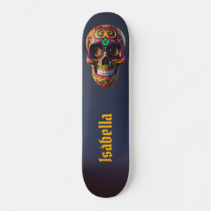Bold Multicolored Sugar Skull  Skateboard