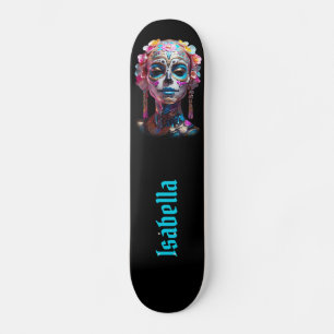 Bold Multicolored Sugar Skull Skateboard