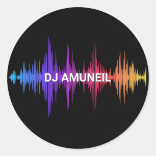 Bold Music Waves Multi-Coloured DJs, Audio Classic Round Sticker