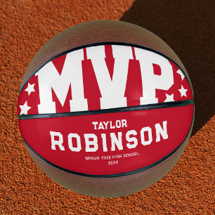 Bold MVP Players Name Keepsake Red Basketball