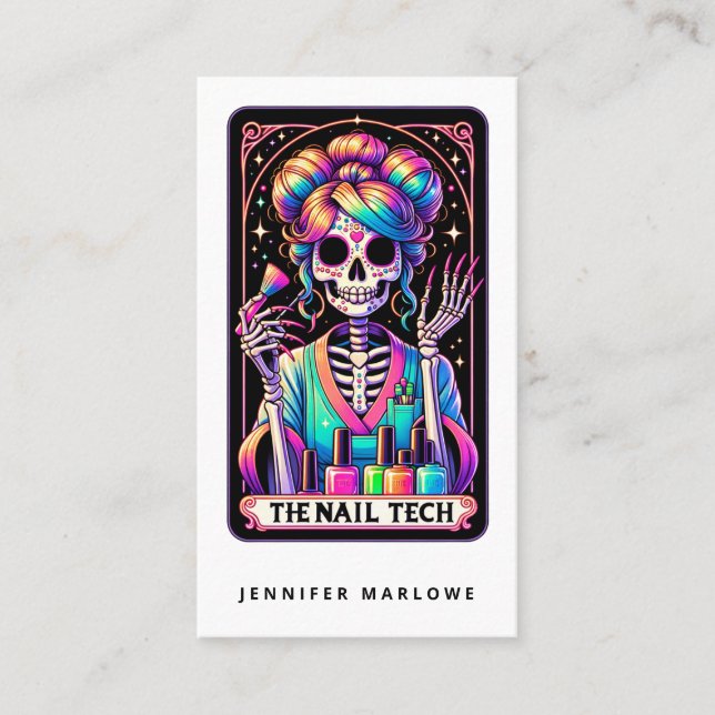 Bold Nail Tech Tarot Card Business Card (Front)