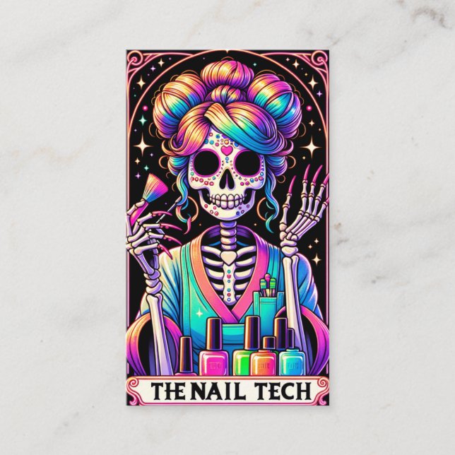 Bold Nail Tech Tarot Card Business Card (Front)