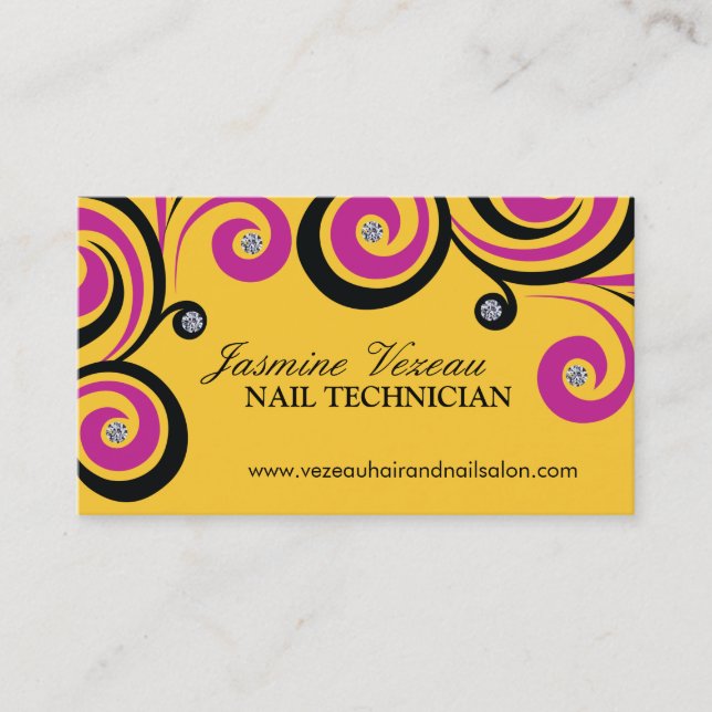 Bold Nail Technician Business Cards (Front)