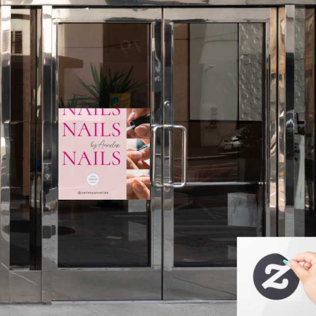 Bold Nails Blush Pink Logo Photo Makeup Studio  (Office Door)