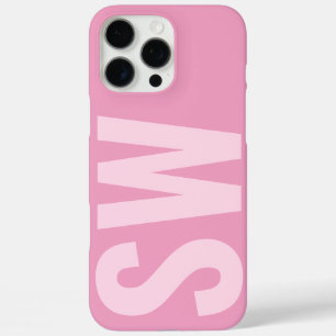 Bold Name Initials Girly Baby Pink Custom Monogram iPhone 16 Pro Max Case