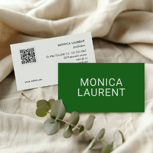 Bold Name QR CODE LOGO SOCIAL ICONS  GREEN Business Card