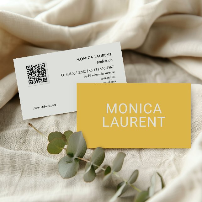BOLD NAME QR CODE LOGO SOCIAL ICONS YELLOW BUSINESS CARD (Creator Uploaded)