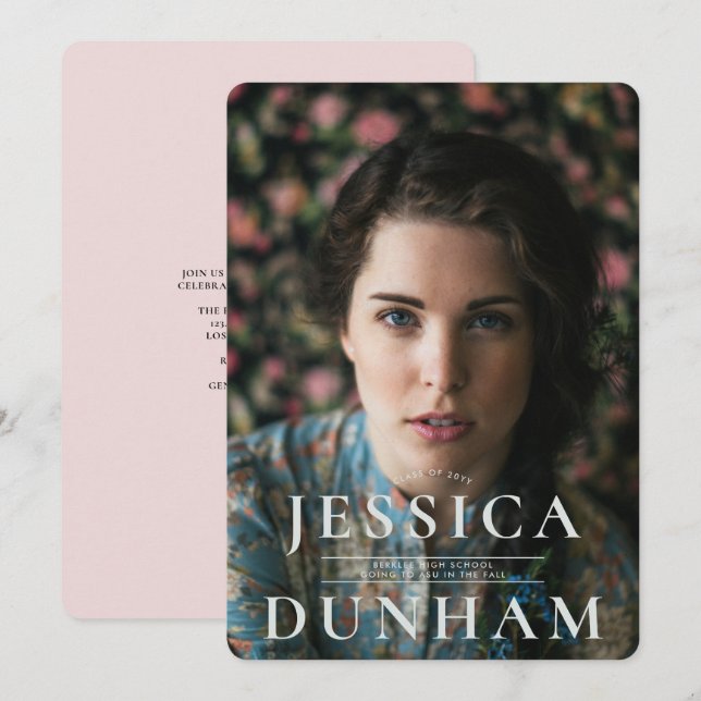 Bold Name Serif Graduation Invitation (Front/Back)