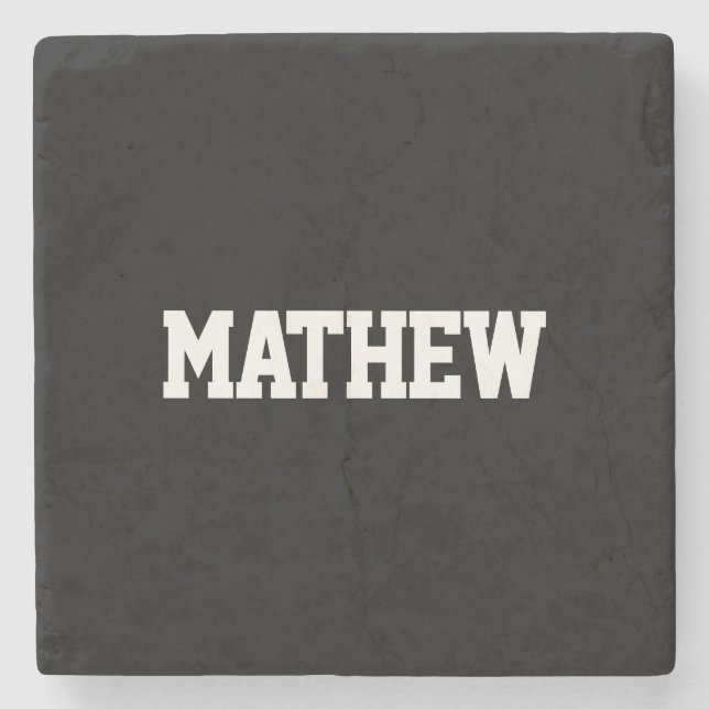 Bold Names Black & White Stone Coaster (Front)