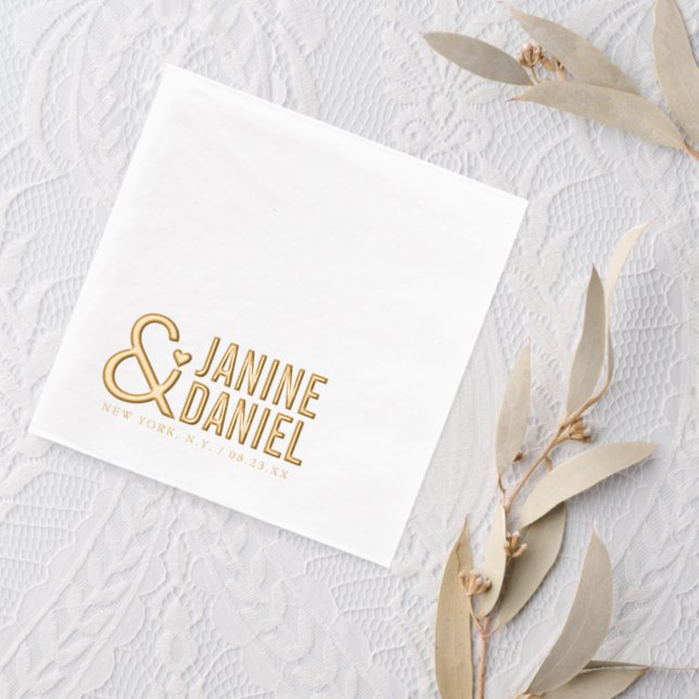 Bold Names & Heart Accent Wedding ID1055 Foil Napkins (Insitu (wedding 2))