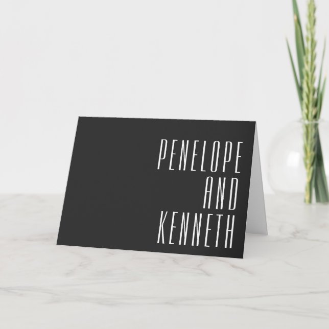 Bold Names Retro Black Typography Custom Wedding Thank You Card (Front)