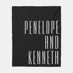 Bold Names Retro Typography Black White Wedding Fleece Blanket