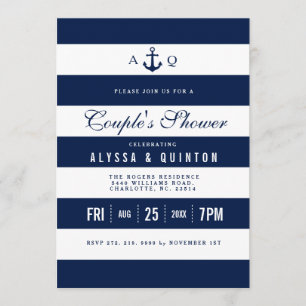 Bold Nautical Theme Couples Shower Invitation
