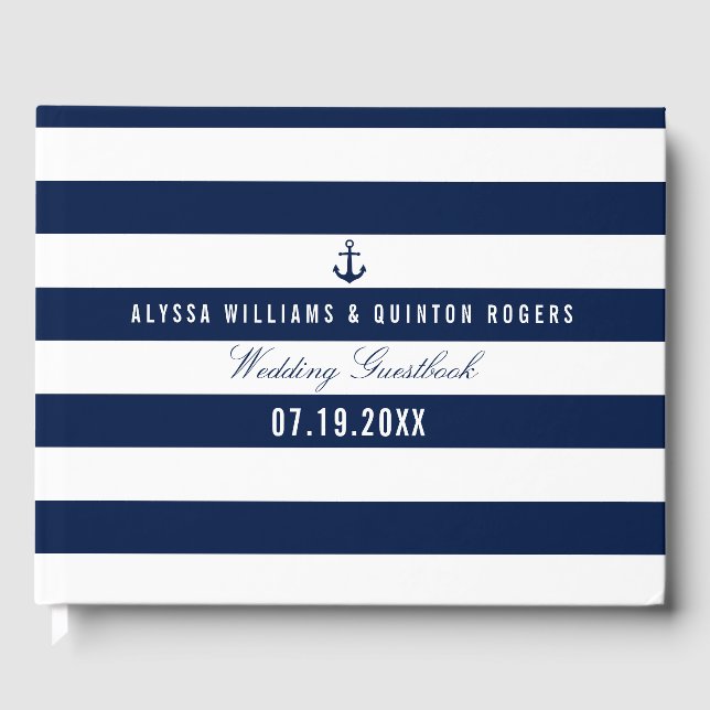 Bold Nautical Theme Wedding Guestbook (Front)